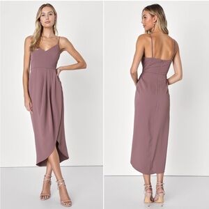 Lulus | Reinette Mauve Purple Midi Dress | Sz S